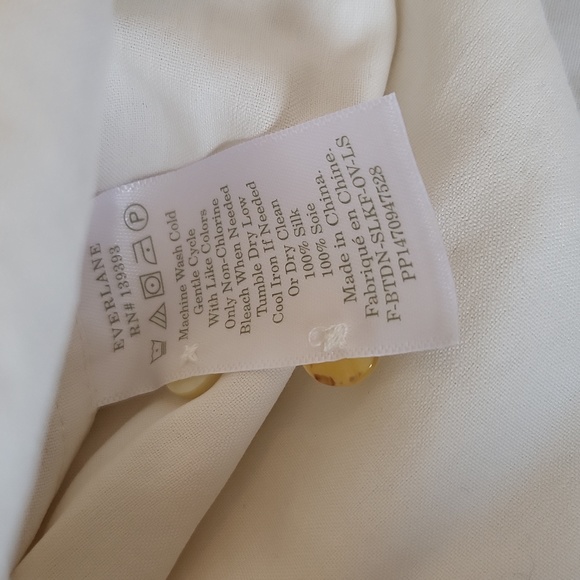 Everlane Ivory Clean Silk Oversized Shirt sz 2 - Picture 6 of 6